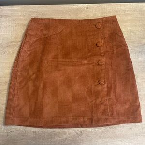 **SOLD** NWT Lulus Katherina Rust Brown Button Down Front Corduroy Skirt XS